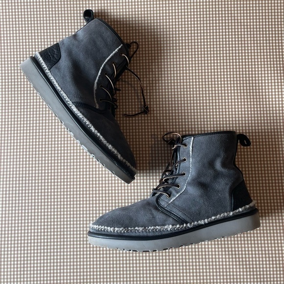 UGG-Harkley Grey Suede Lace-Up Boots. Mens size 14 - Picture 2 of 16